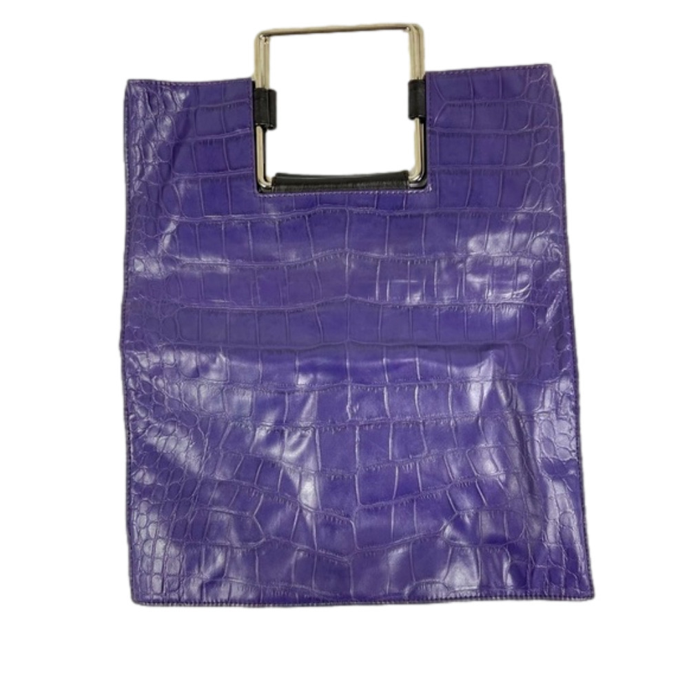 EXPRESS Purple Bag With Silver Square Handles